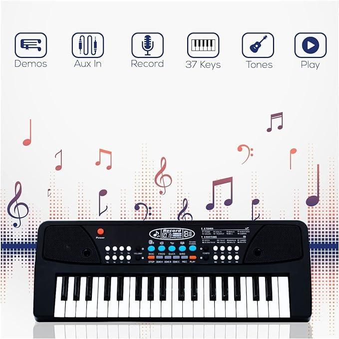 Piano Keyboard Toy with Microphone, USB Power Cable & Sound Recording Function Analog Portable Keyboard