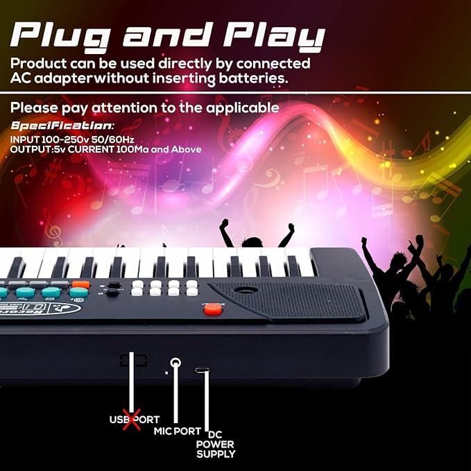 Piano Keyboard Toy with Microphone, USB Power Cable & Sound Recording Function Analog Portable Keyboard