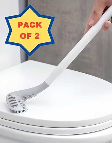 Golf Toilet Brushes with Long Handle| Pack of 2 | Flexible Silicone Toilet Bowl Cleaner | 360° No Dead Ends | Wall-Mounted