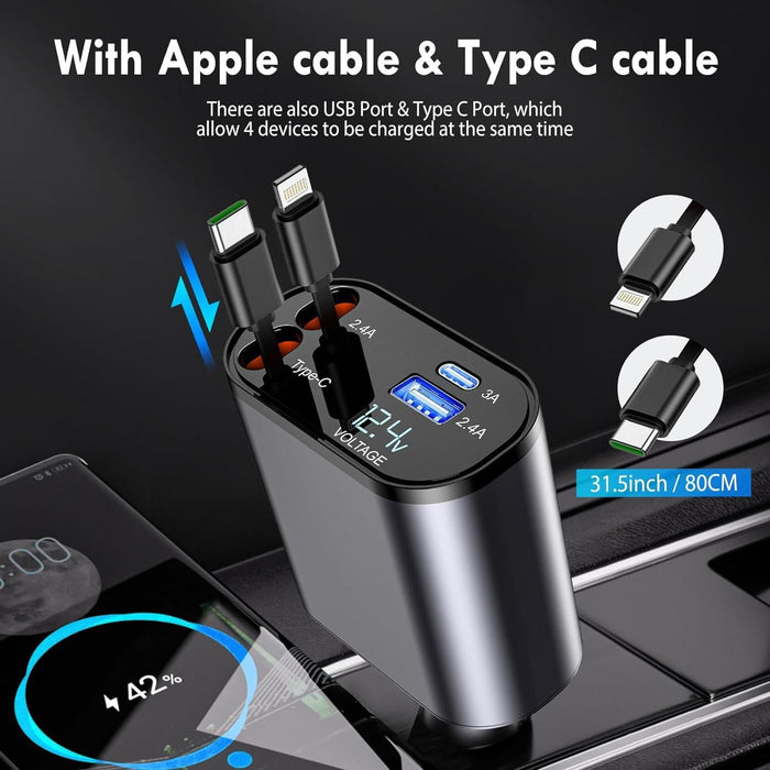 Original - Smart Retract: Retractable Car Charger | Super Fast Car Phone Charger | New 2025