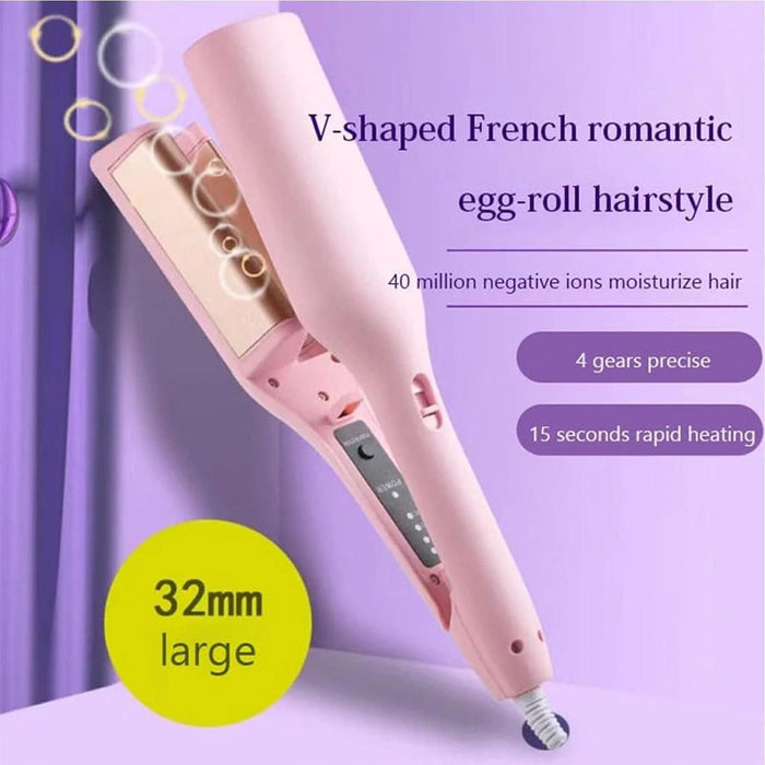 French Egg Curling Iron, Egg-Roll Hairstyle Water Ripple V-Shaped, Fast Heating