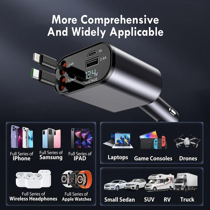 Original - Smart Retract: Retractable Car Charger | Super Fast Car Phone Charger | New 2025