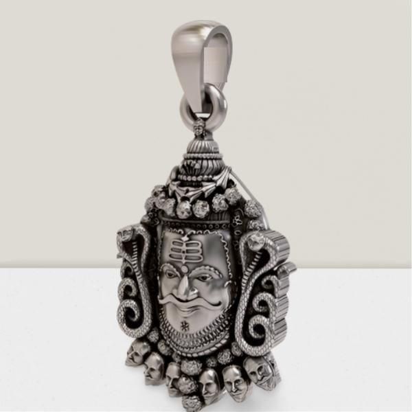 Silver Mahakal Pendant WIth Chain