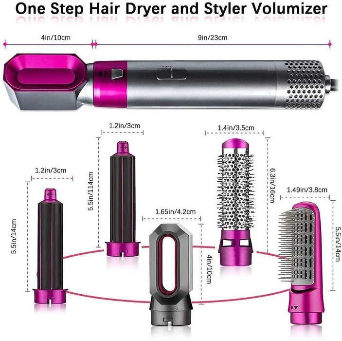 5 in 1 Multifunctional Hair Dryer Styling Tool, Detachable Multi-Head Hot Air Comb with Negative Ion Automatic Suction Hair Curler