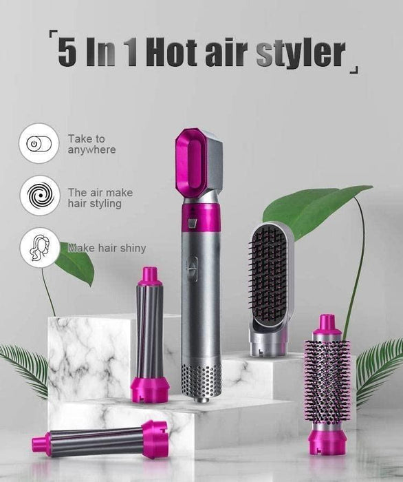 5 in 1 Multifunctional Hair Dryer Styling Tool, Detachable Multi-Head Hot Air Comb with Negative Ion Automatic Suction Hair Curler